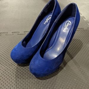 Candies Royal Blue Suede Heels